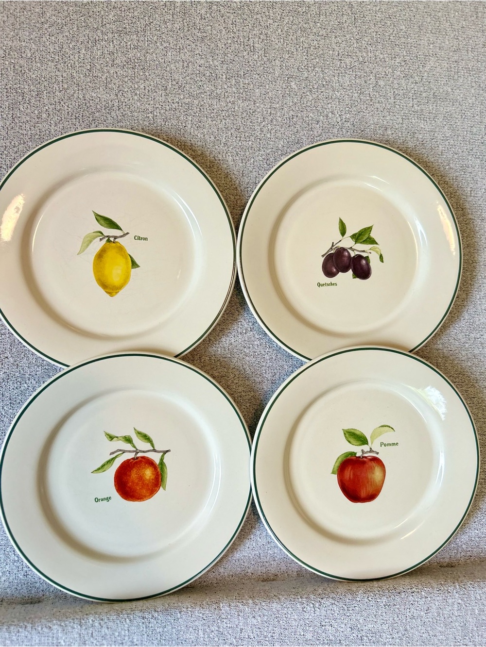 Vintage Ulster Fruit Illustration Plates - Farmhouse Wall Decor, Set of 4